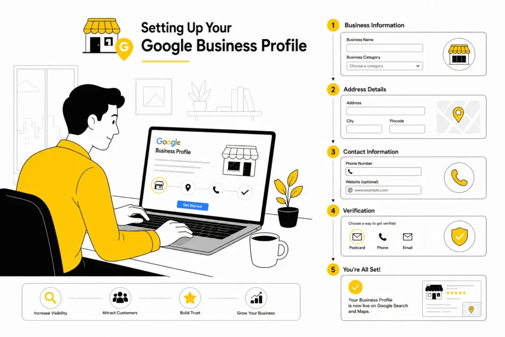 Step-by-step Google Business Profile setup process