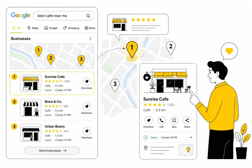 Google Local 3-Pack showing businesses in local search results