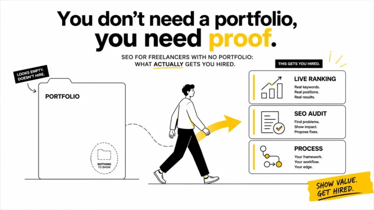 SEO freelancer using proof instead of a portfolio to win clients