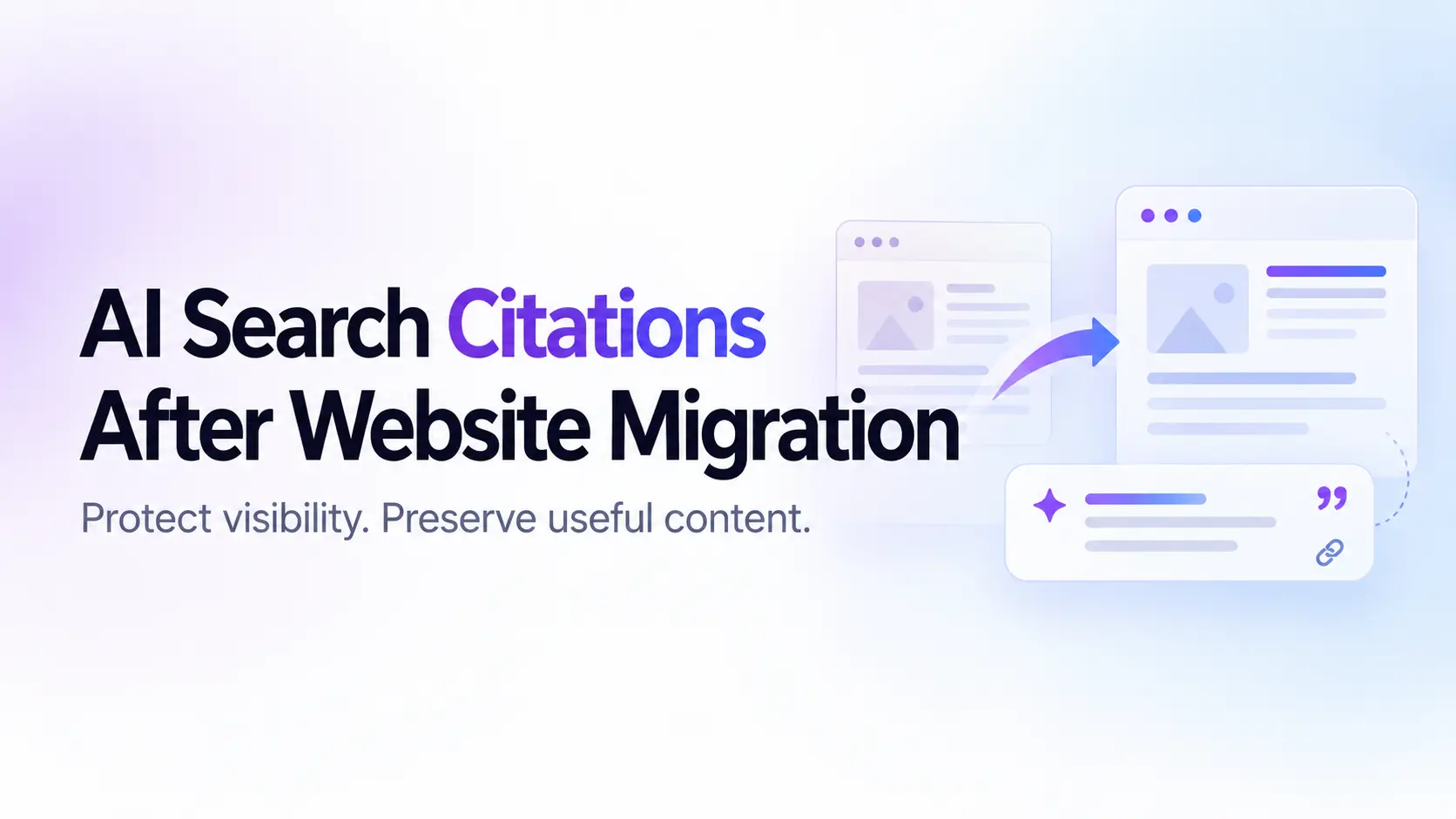 AI search citations after website migration, illustrating how to preserve AI search visibility when moving a website.
