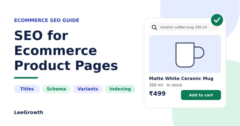 SEO for ecommerce product pages: product page mockup with search box and price